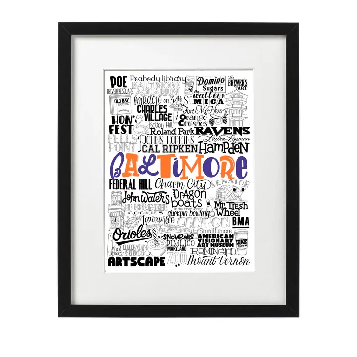 Baltimore Maryland Typographic Art Print