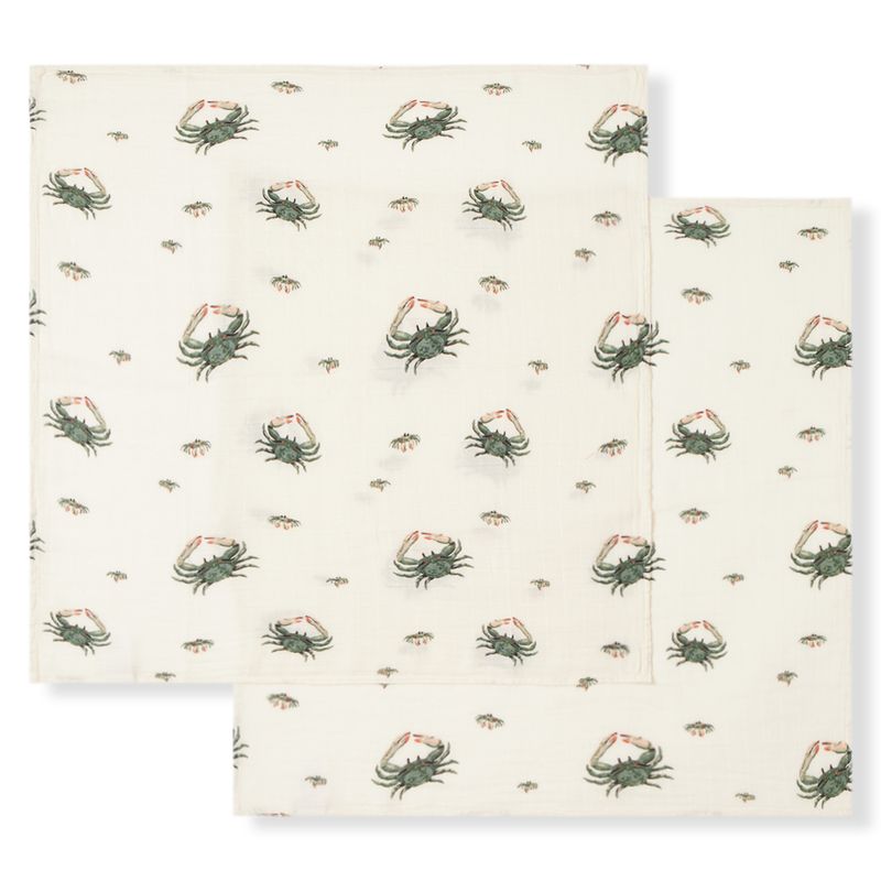Bamboo Set Of 2 Burp Cloths Coastal Crab