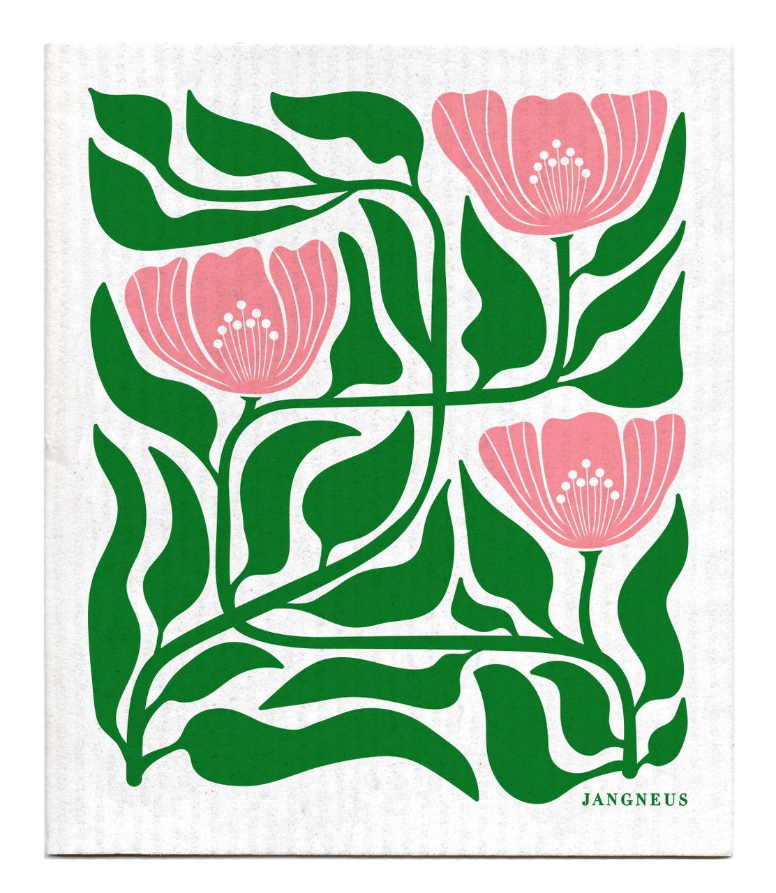 Swedish Cloth Flower Green &amp; Pink