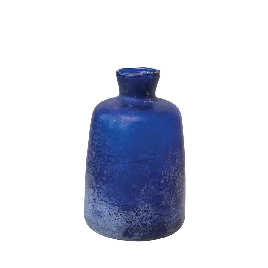 Glass Cobalt Blue Vase 5.5&quot; R x 9-1/4&quot; H