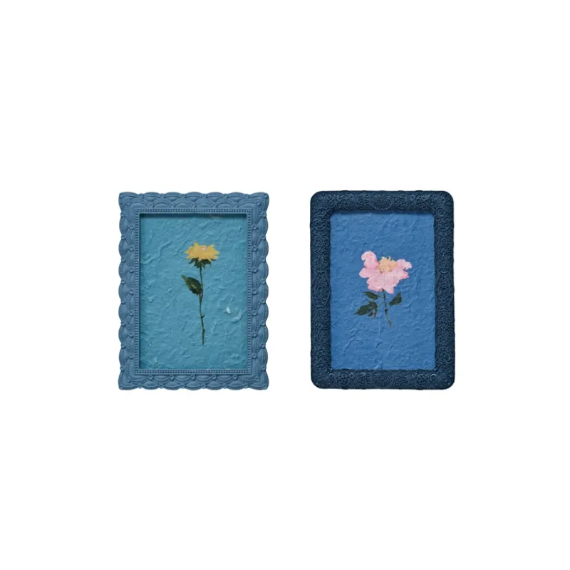 Debossed Pewter Photo Frame 4.5&quot; L x 6&quot; H Light Blue