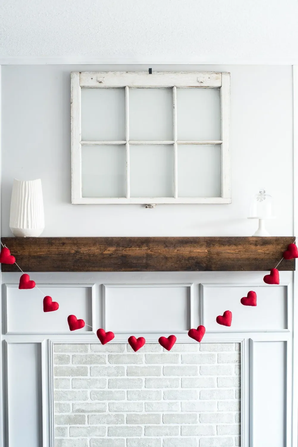 Handmade Wool Felt Valentines Red Hearts Garland