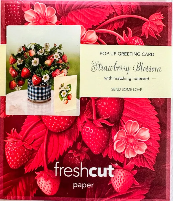 Fresh Cut Paper Pop Up Bouquet &amp; Matching Card Mini Strawberry Blossom