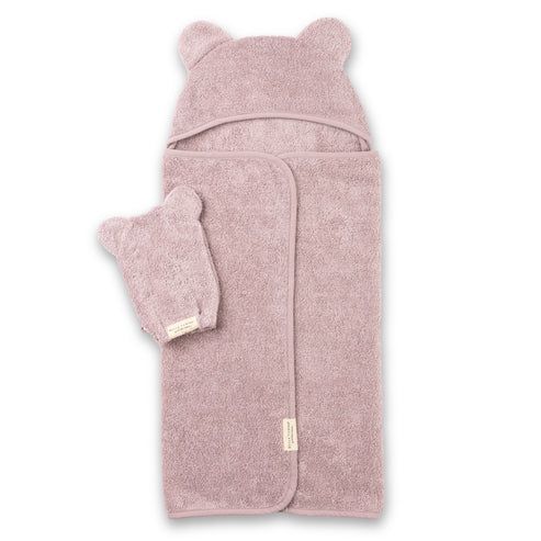 Baby Hooded Towel &amp; Wash Mitt Set Orchid