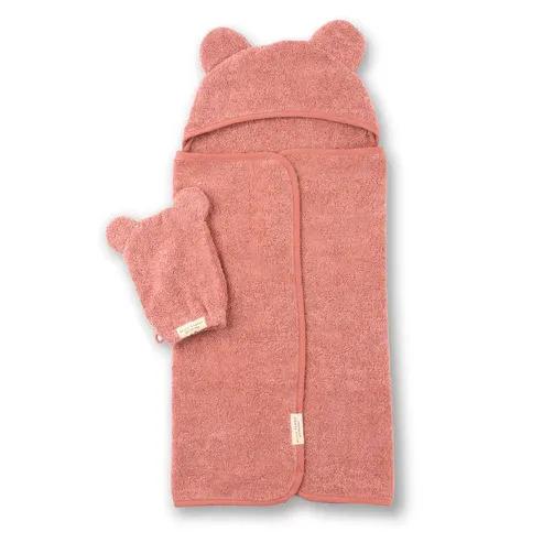 Baby Hooded Towel &amp; Wash Mitt Set Watermelon
