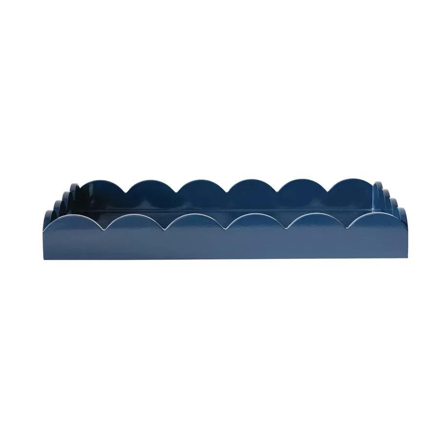 Scalloped Rectangular Tray Navy 20-1/4&quot; L
