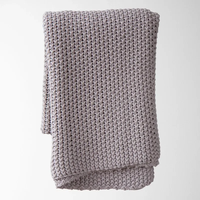 Chloe Cotton Chunky Knit Throw In Pewter 50" x 60"
