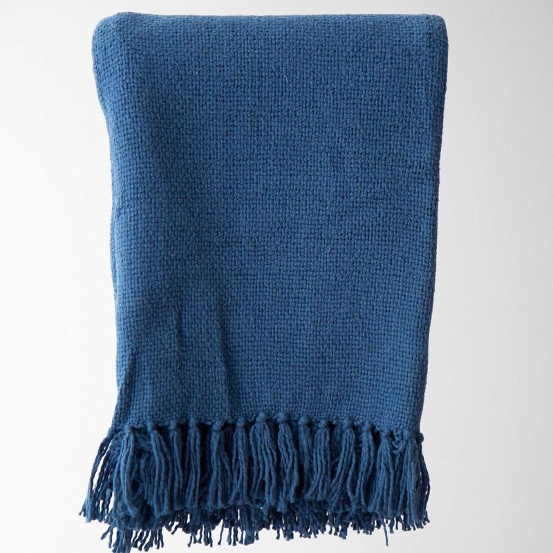 Darby Fringe Throw Blue 50&quot; x 60&quot;