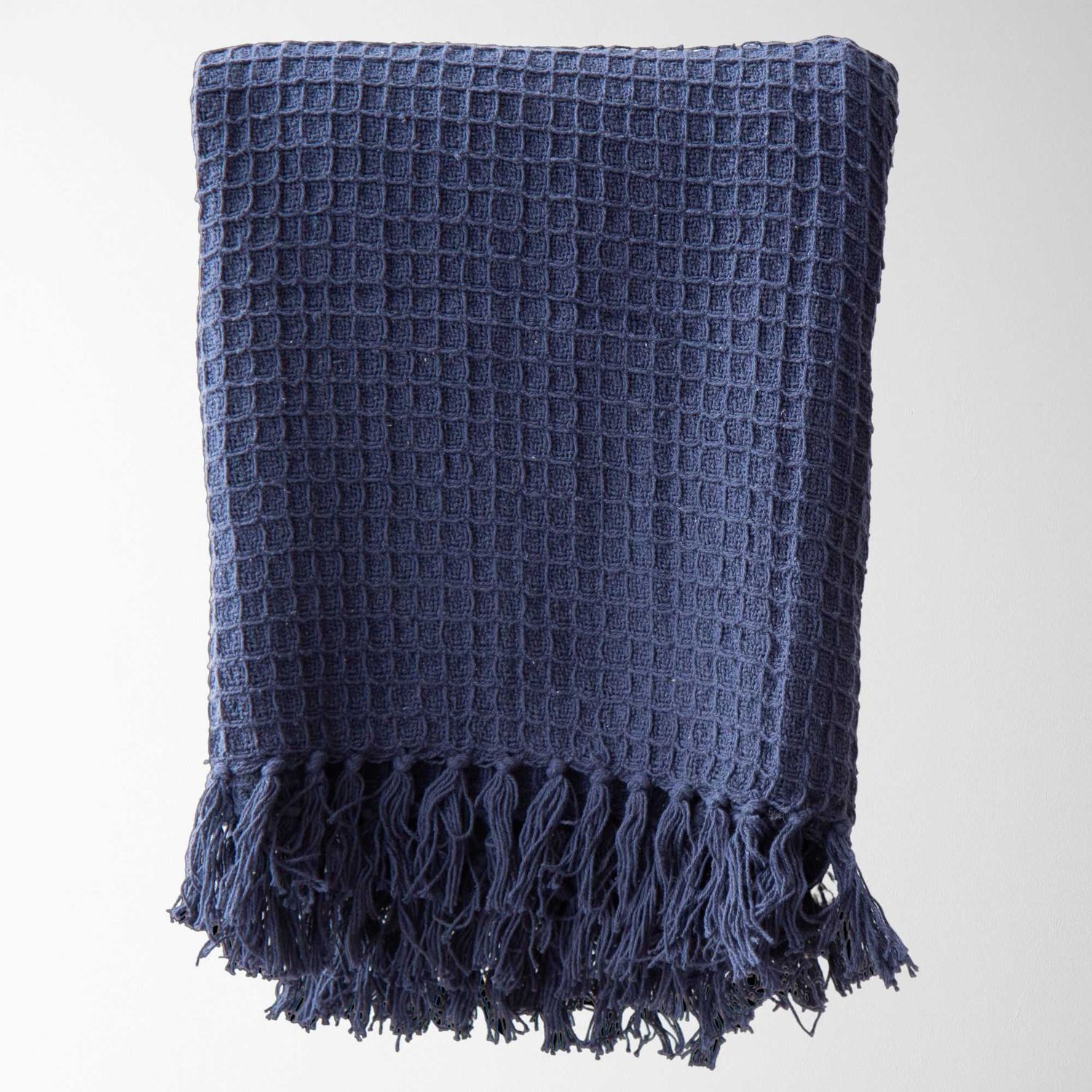 Payton Cotton Waffle Knit Throw Navy 50&quot; x 60&quot;