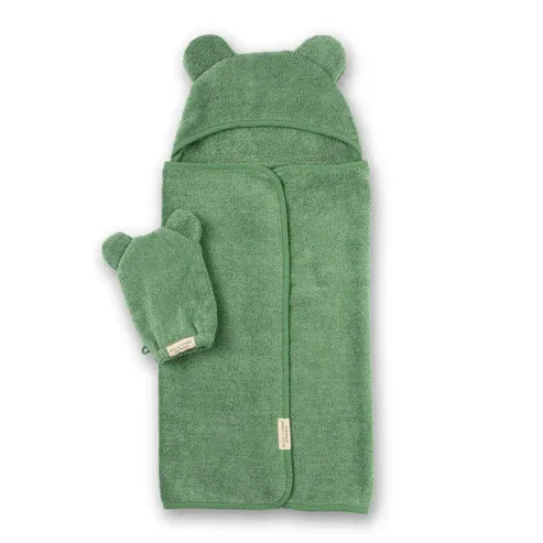 Baby Hooded Towel &amp; Wash Mitt Set Sea Foam