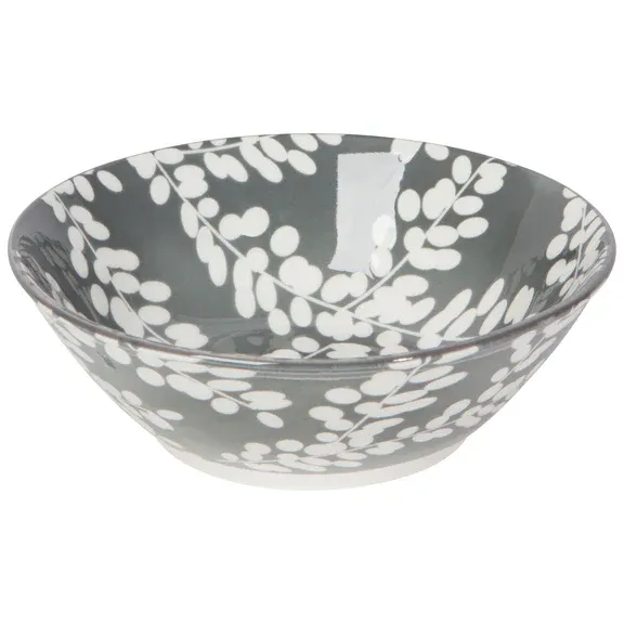 Bowl With Stamped Cress Pattern In Grey 5.5&quot;