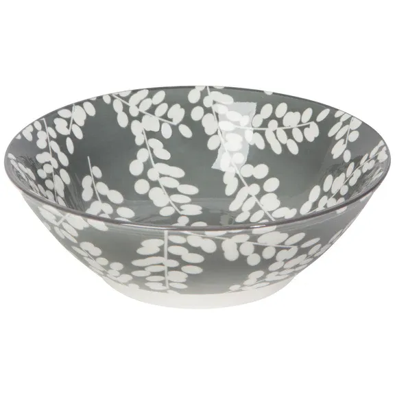 Bowl With Stamped Cress Pattern In Grey 6.5"