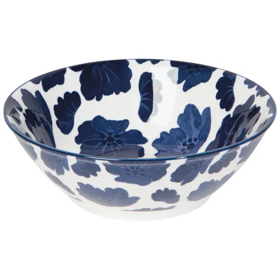 Bowl With Stamped Floral Print In Dark Blue 5.5"