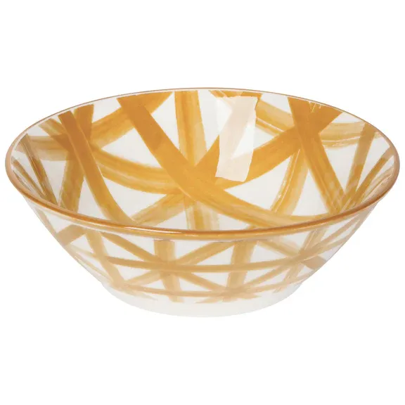 Bowl With Stamped Abstract Print In Yellow 5.5"