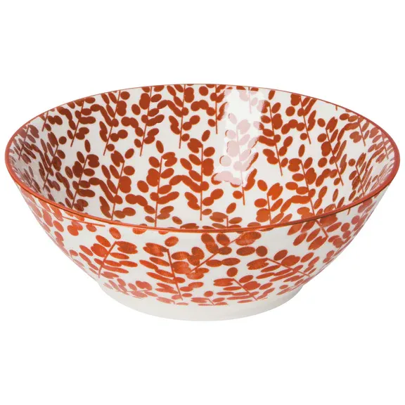 Bowl With Stamped Floral Print In Rust 6.5"