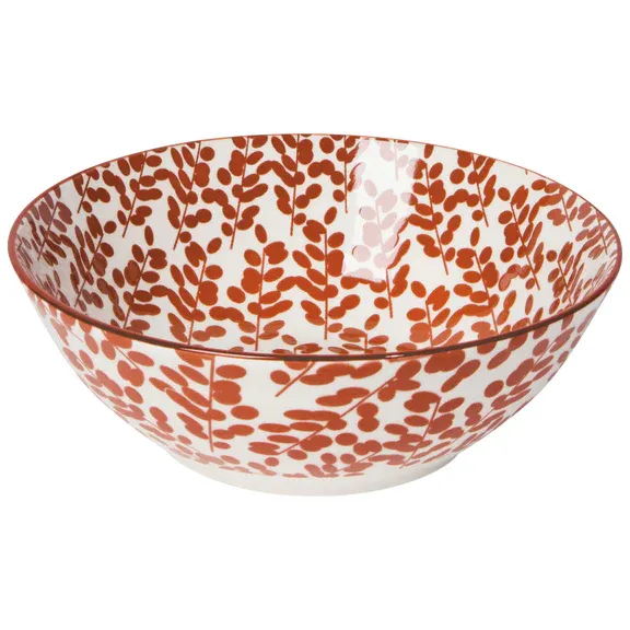 Bowl With Stamped Floral Print In Rust 8"