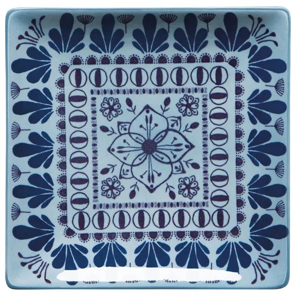 Square Stamped Appetizer Plate Sky Blue 6&quot;