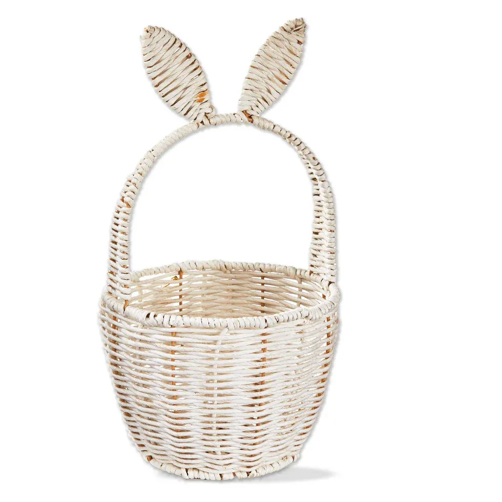 Wicker Bunny Ears Easter Basket In White