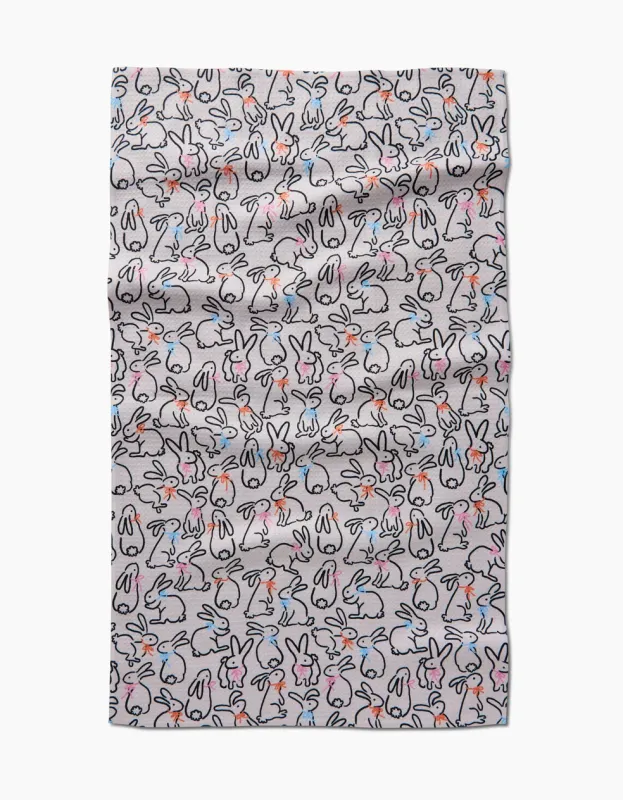 Geometry Tea Towel Playful Bunnies