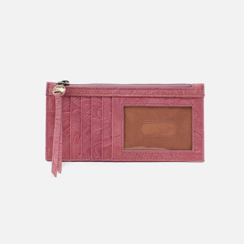 HOBO Carte Card Case In Mauve Tooled Emboss