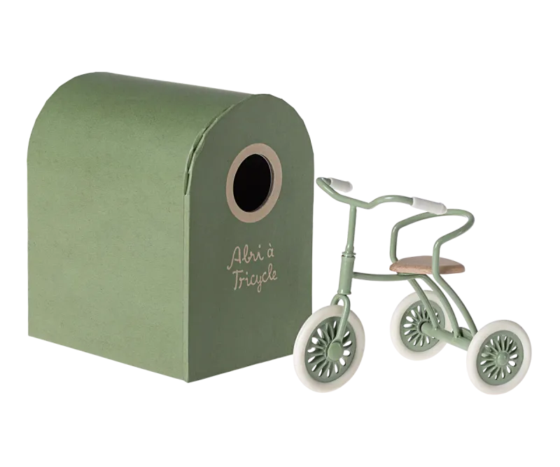 Maileg Mouse Abri a Tricycle Green