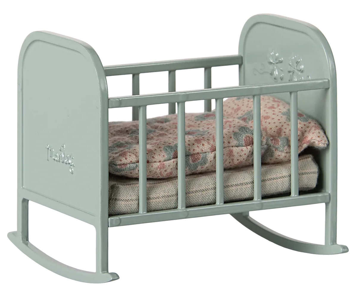 Maileg Mouse Cradle In Blue Mint