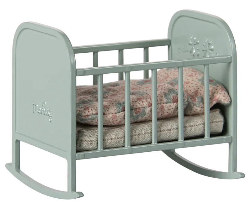 Maileg Mouse Cradle In Blue Mint