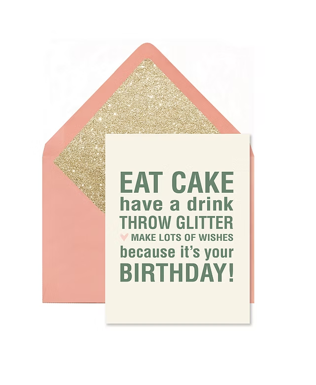 Card Eat Cake Throw Glitter