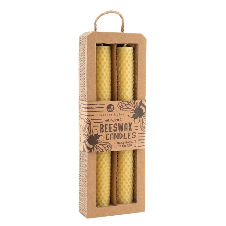 Set Of 2 Natural Beeswax Candles In Natural