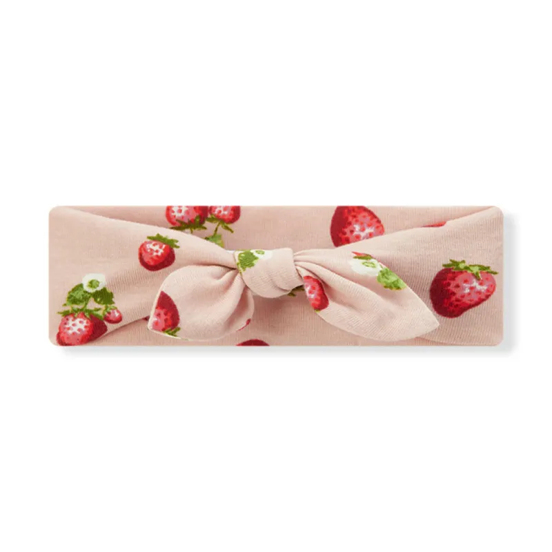 Organic Cotton Knotted Headband Strawberry 0-6 Month