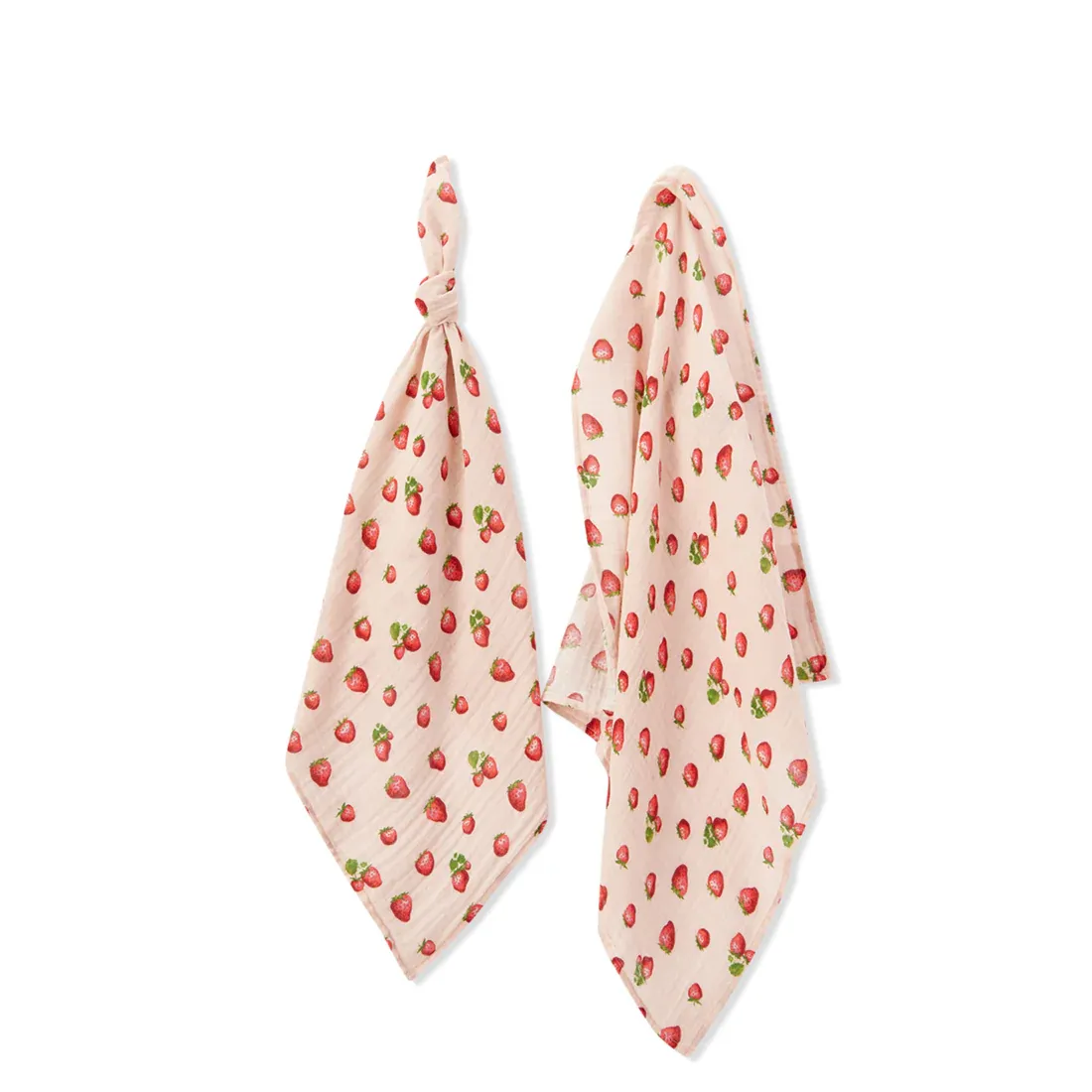 Organic Cotton Set Of 2 Burp Cloths Strawberry