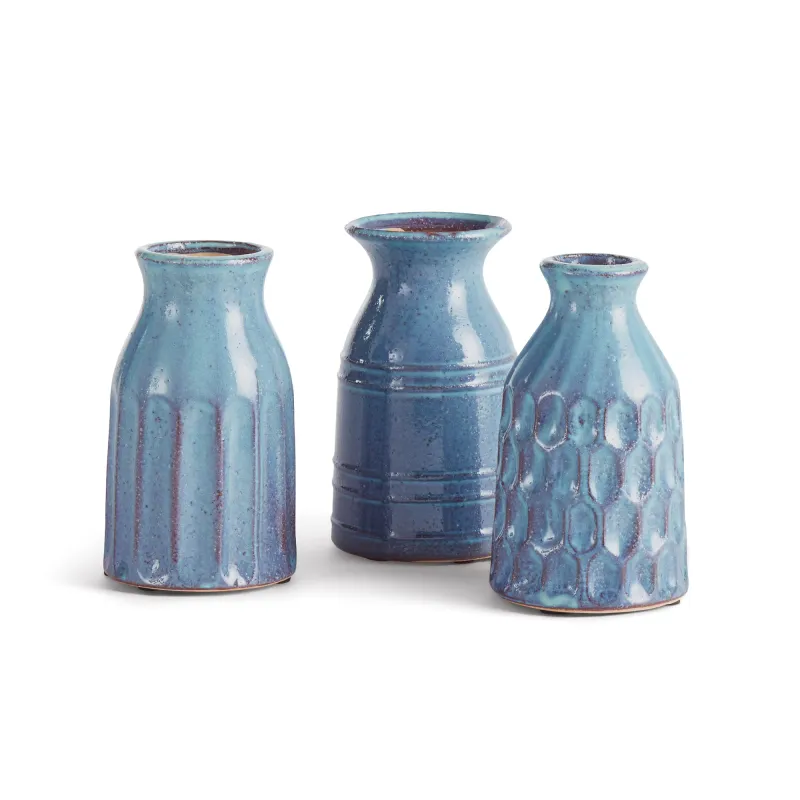 Jalena Vase Horizontal Rings Blue