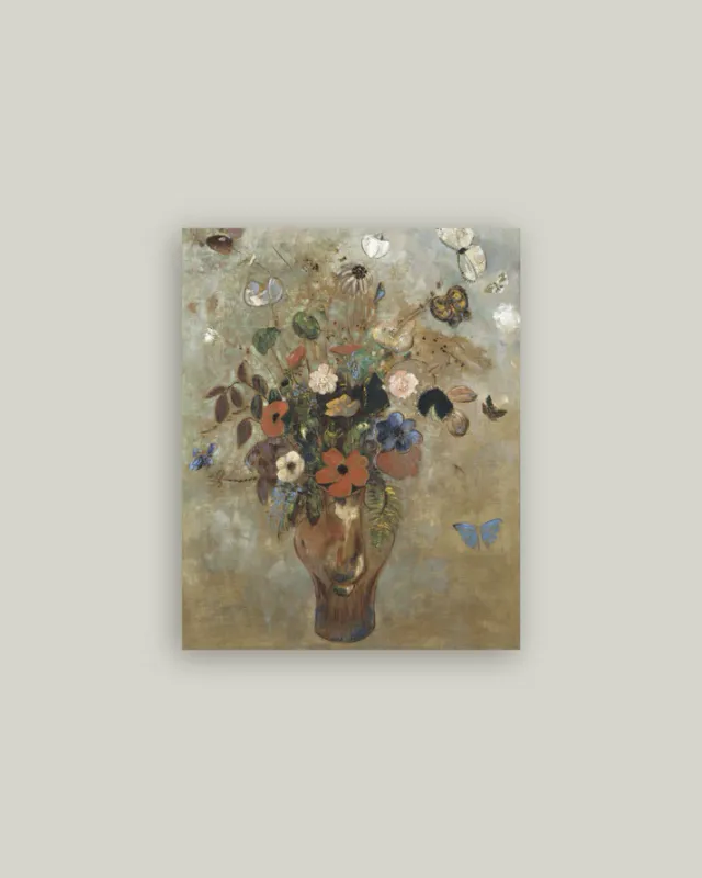 Flower Butterfly Vase On Artist Board 11&quot; x 14&quot;