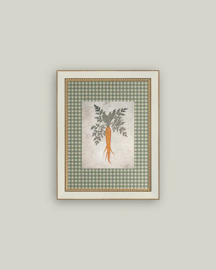 Garden Carrot In Cream Beaded Brass Frame 7&quot;x 9&quot;