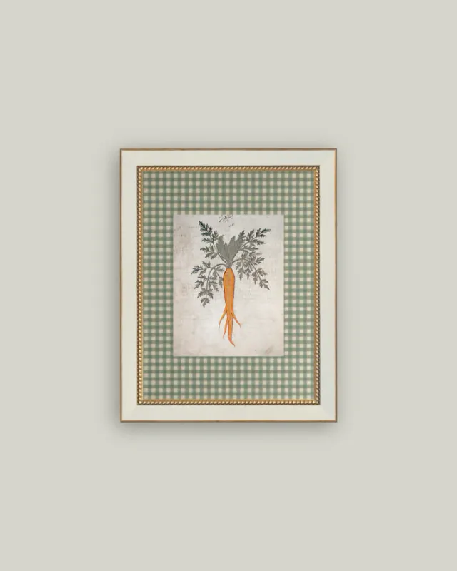 Garden Carrot In Cream Beaded Brass Frame 7&quot;x 9&quot;