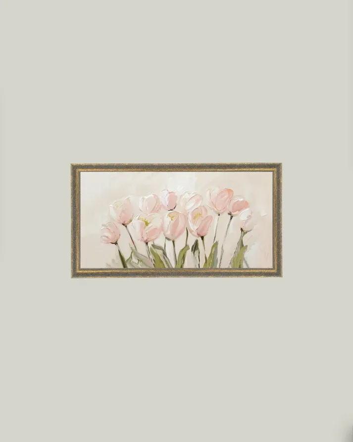 Pink Tulips In Patina Gold Frame 30&quot; x 16&quot;