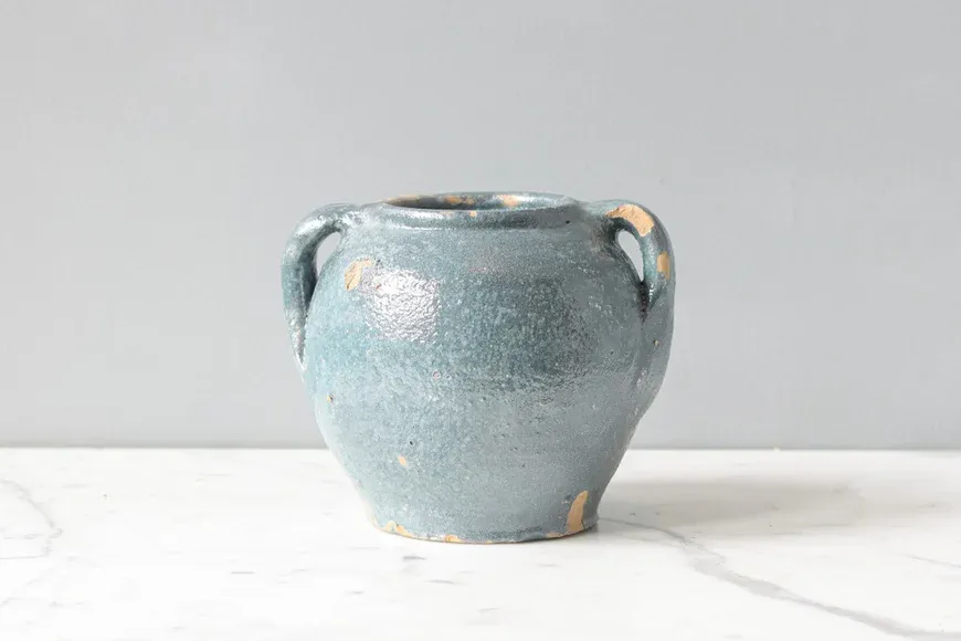 Found Confit Pot With Green &amp; Blue Tones Small