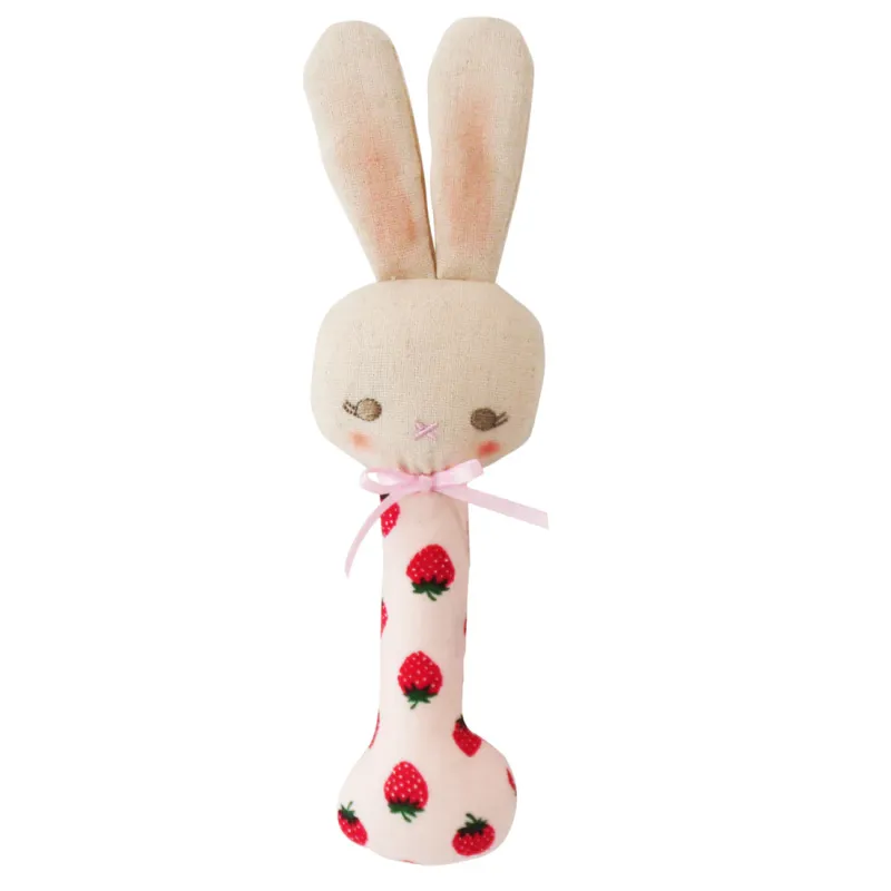 Baby Bunny Stick Rattle Strawberry