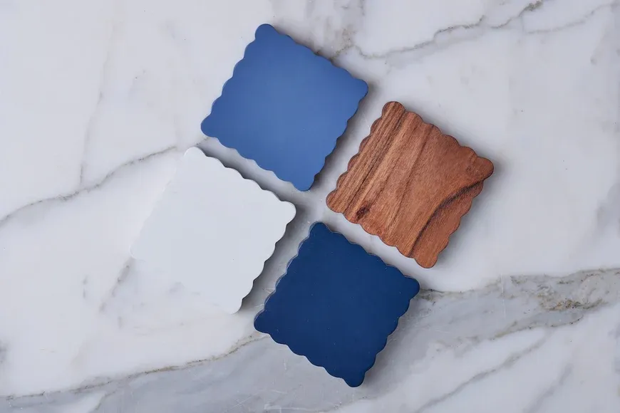 Scalloped Coaster Set Of 4 In Nautical