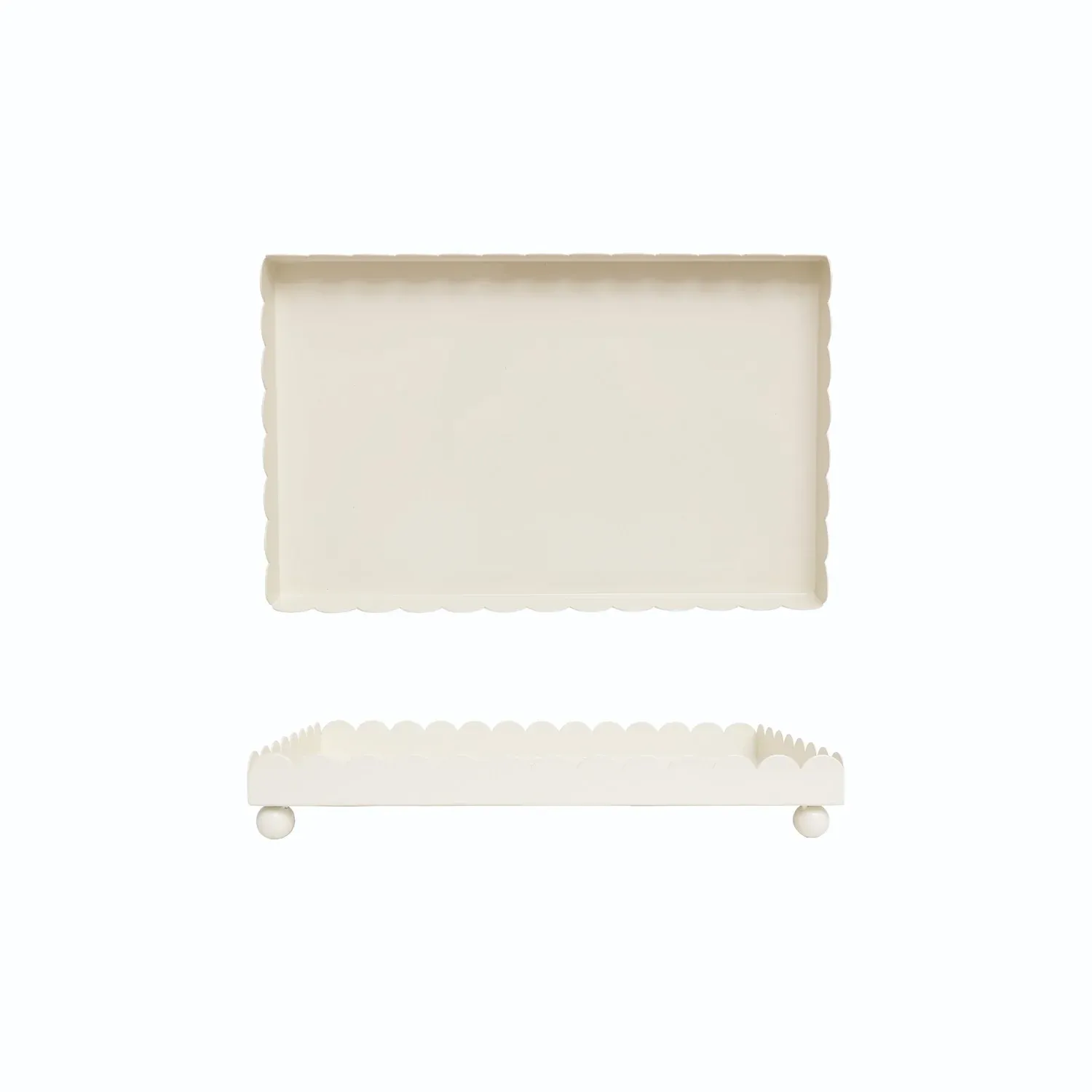 Scalloped Iron Footed Tray In Cream