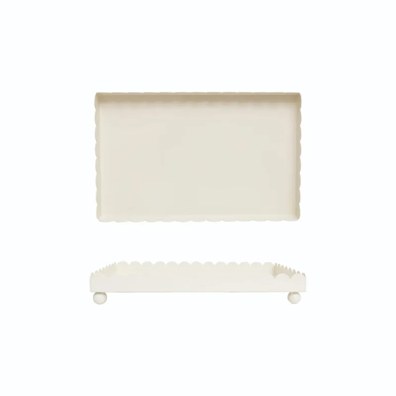 Scalloped Iron Footed Tray In Cream