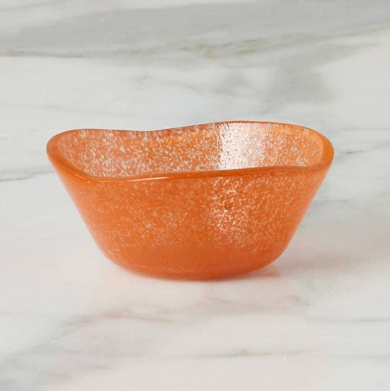 Handmade Glass Dipping Bowl 4&quot; Orange