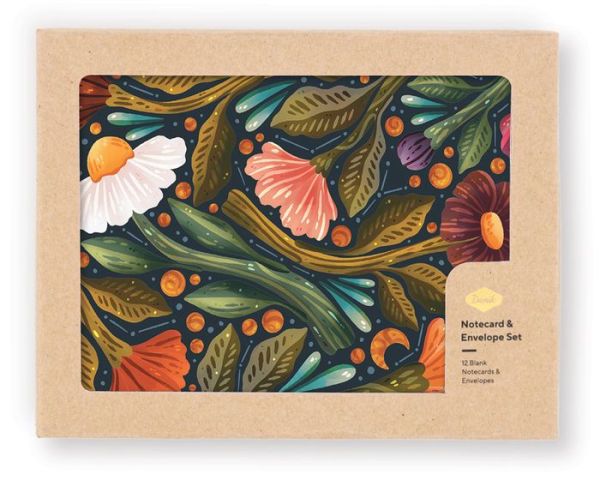 Notecard &amp; Envelope Set Of 12 Nightsky Floral