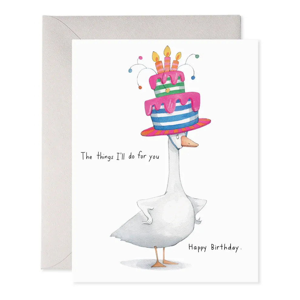 Card Goose Cake Hat Birthday