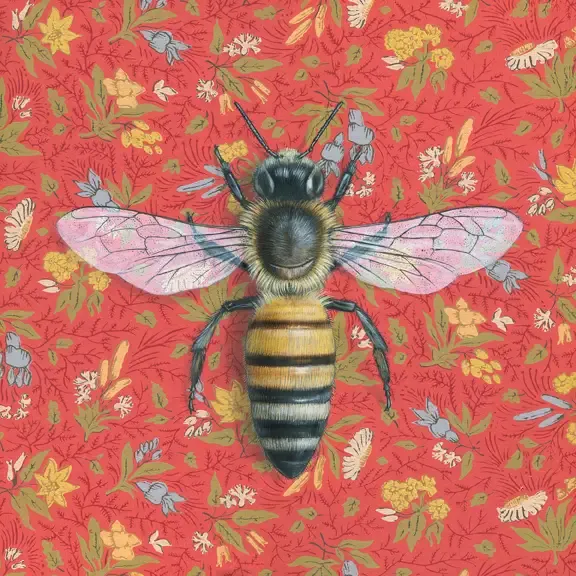 Fine Art Print Honeybee Red 8.5&quot; x 8.5&quot;