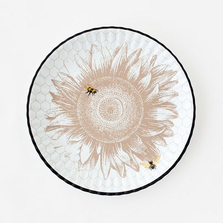 Melamine Busy Bees Sunflower Platter 16&quot;