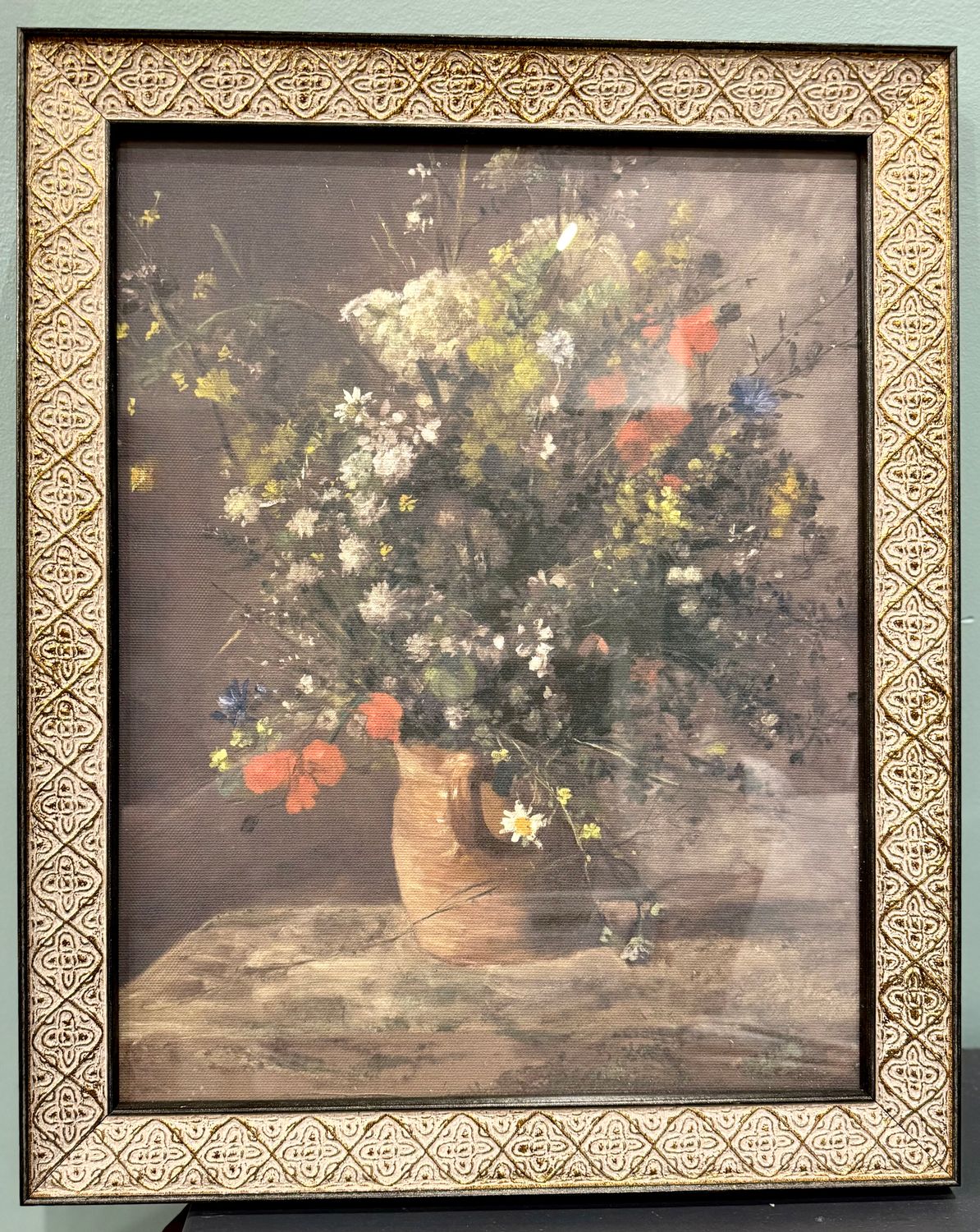 Flower In Vase Antique Copper Black Frame 13x16 Final Sale