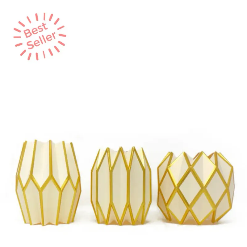 Set Of 3 Paper Vase Wraps Gold And Pearl Final Sale