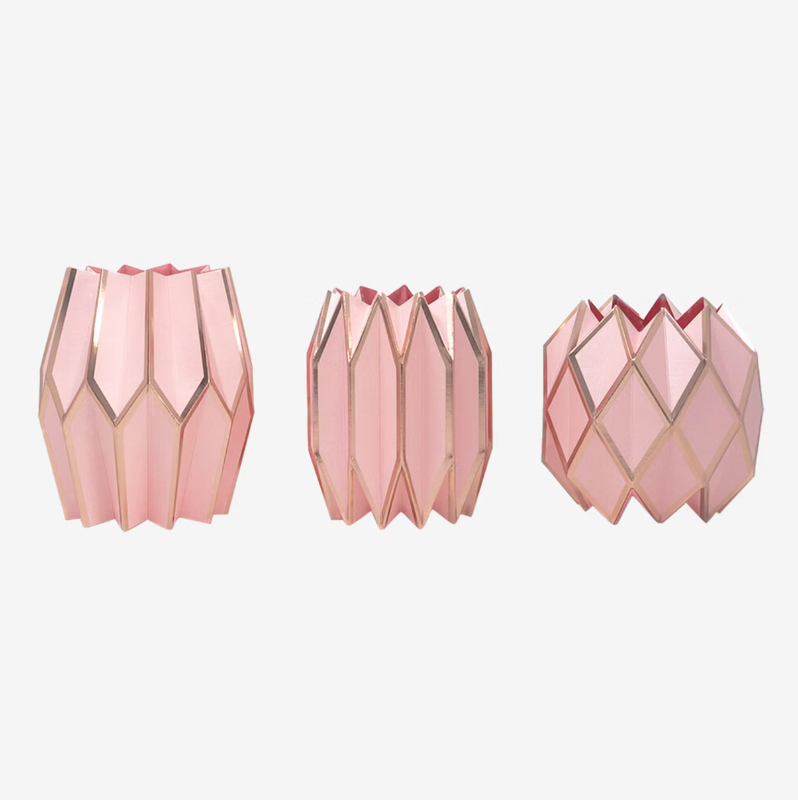 Set Of 3 Paper Vase Wraps Rose And Gold Final Sale