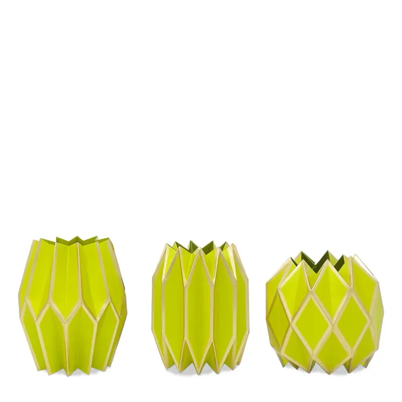 Set Of 3 Paper Vase Wraps Chartreuse Final Sale